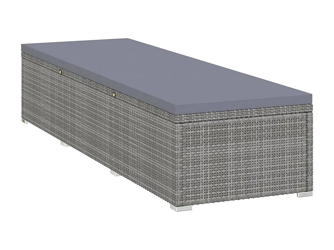 3-delige Ligbeddenset met theetafel poly rattan grijs