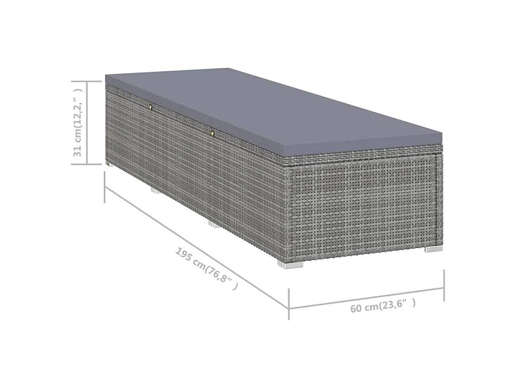 3-tlg. Garten-Sonnenliegen mit Teetisch Poly Rattan Grau