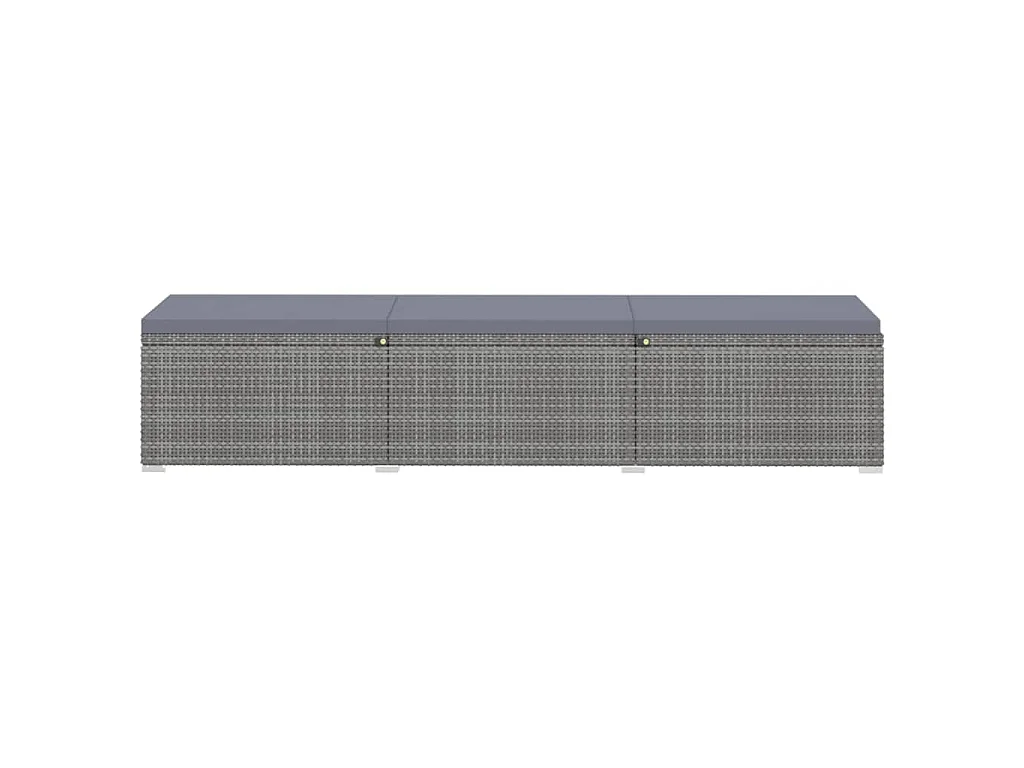 3-tlg. Garten-Sonnenliegen mit Teetisch Poly Rattan Grau