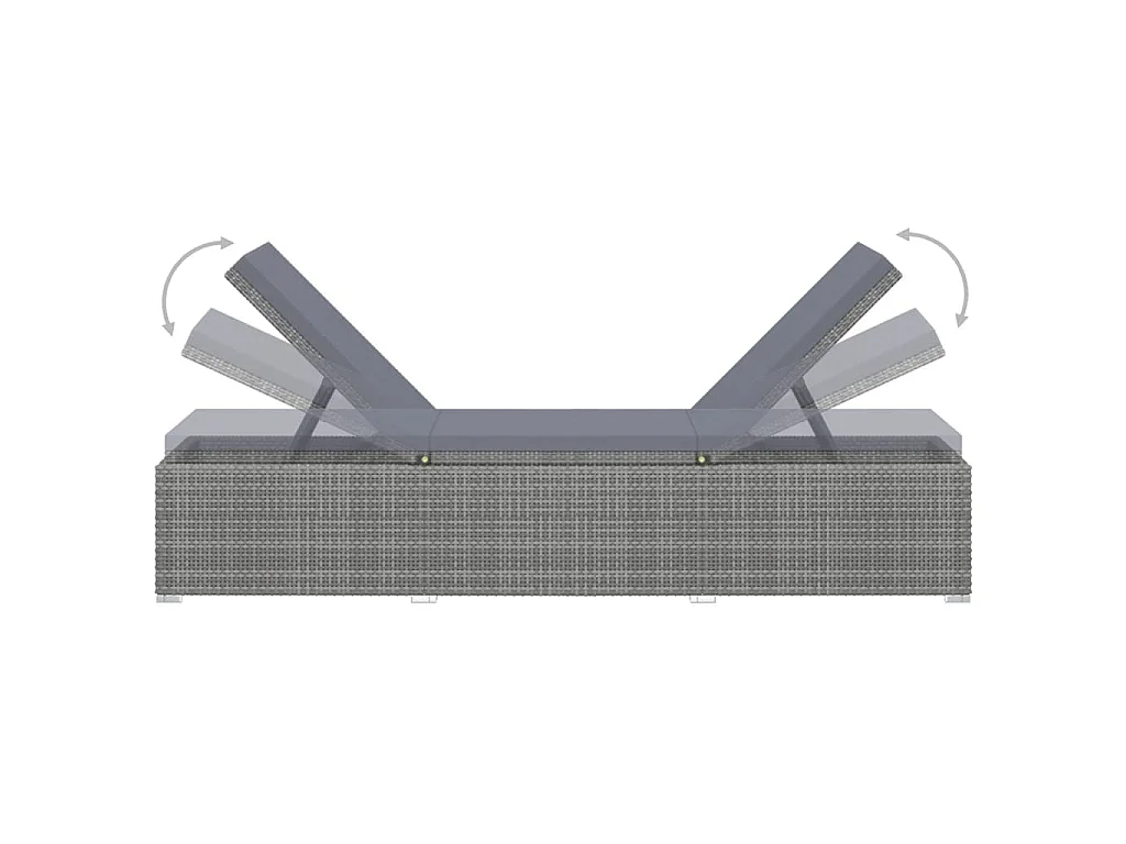 3-tlg. Garten-Sonnenliegen mit Teetisch Poly Rattan Grau