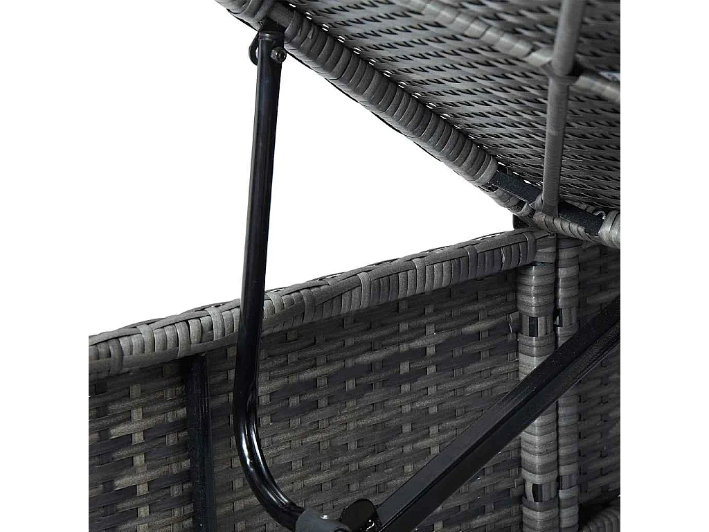 3 pcs espreguiçadeiras jardim c/ mesa centro vime PE cinzento