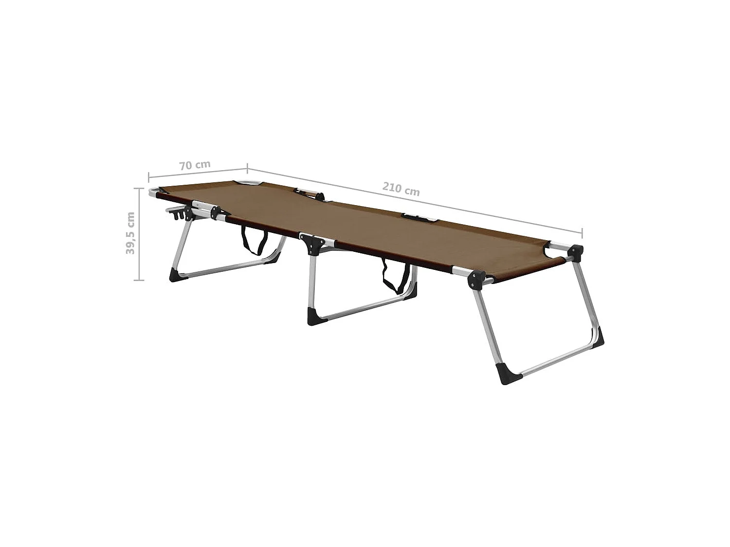 Chaise longue pliable extra haute pour seniors Marron Aluminium