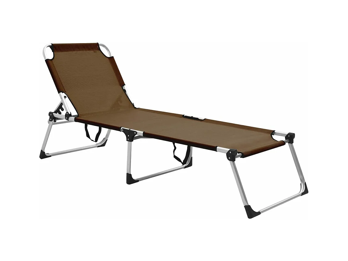 Chaise longue pliable extra haute pour seniors Marron Aluminium