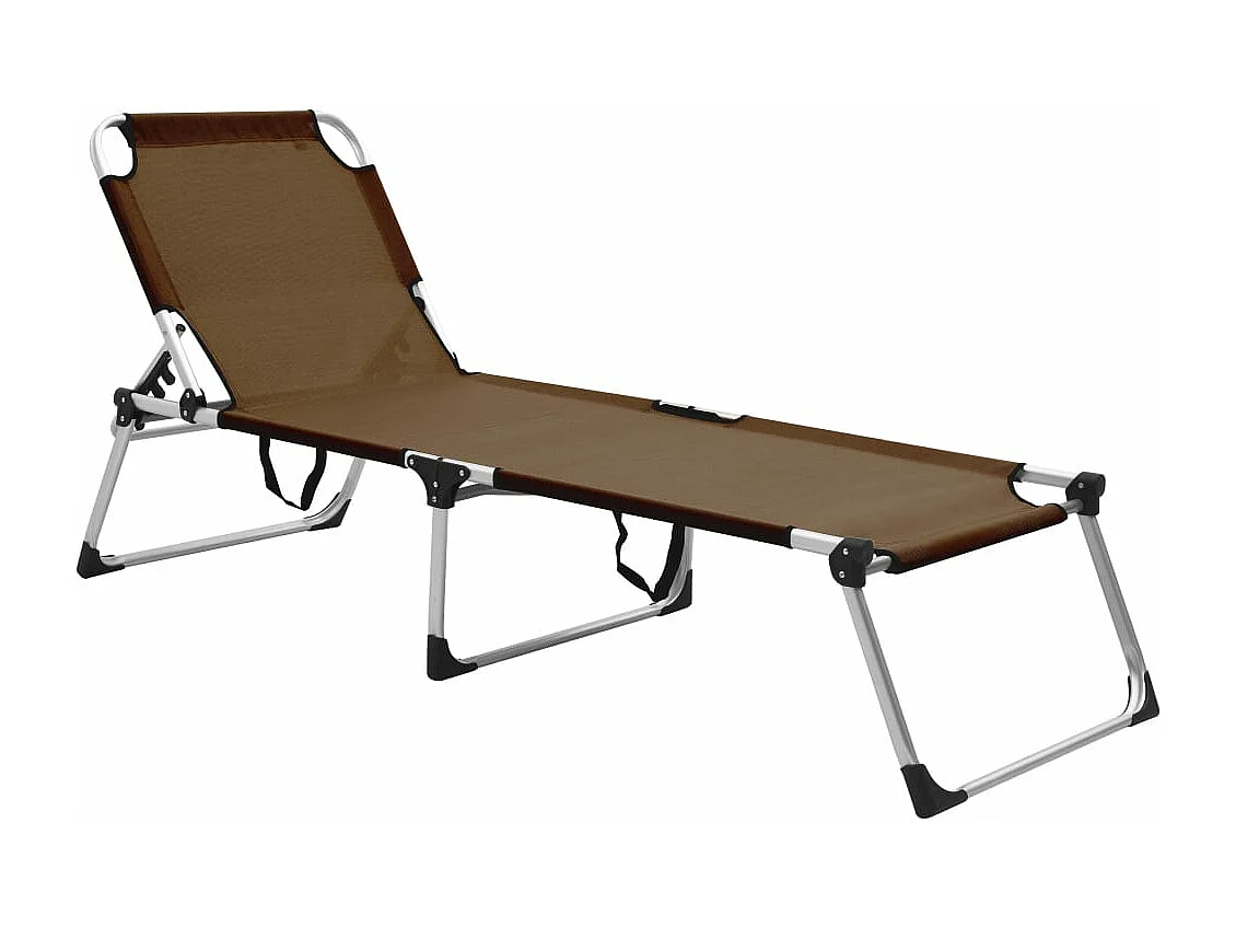 Chaise longue pliable extra haute pour seniors Marron Aluminium