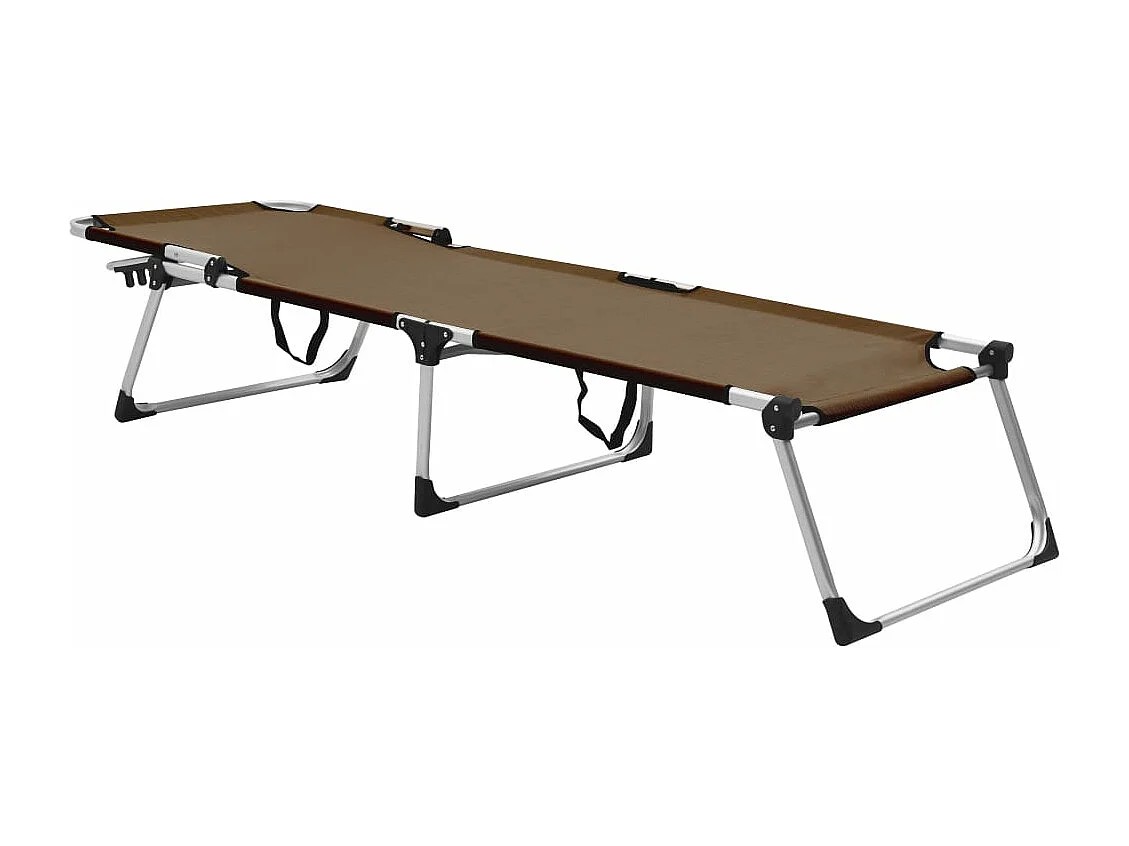Chaise longue pliable extra haute pour seniors Marron Aluminium