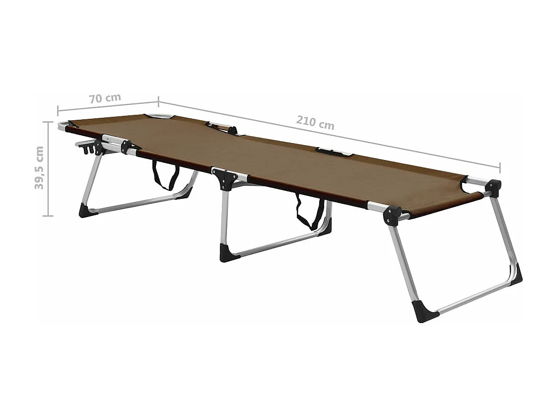 Chaise longue pliable extra haute pour seniors Marron Aluminium