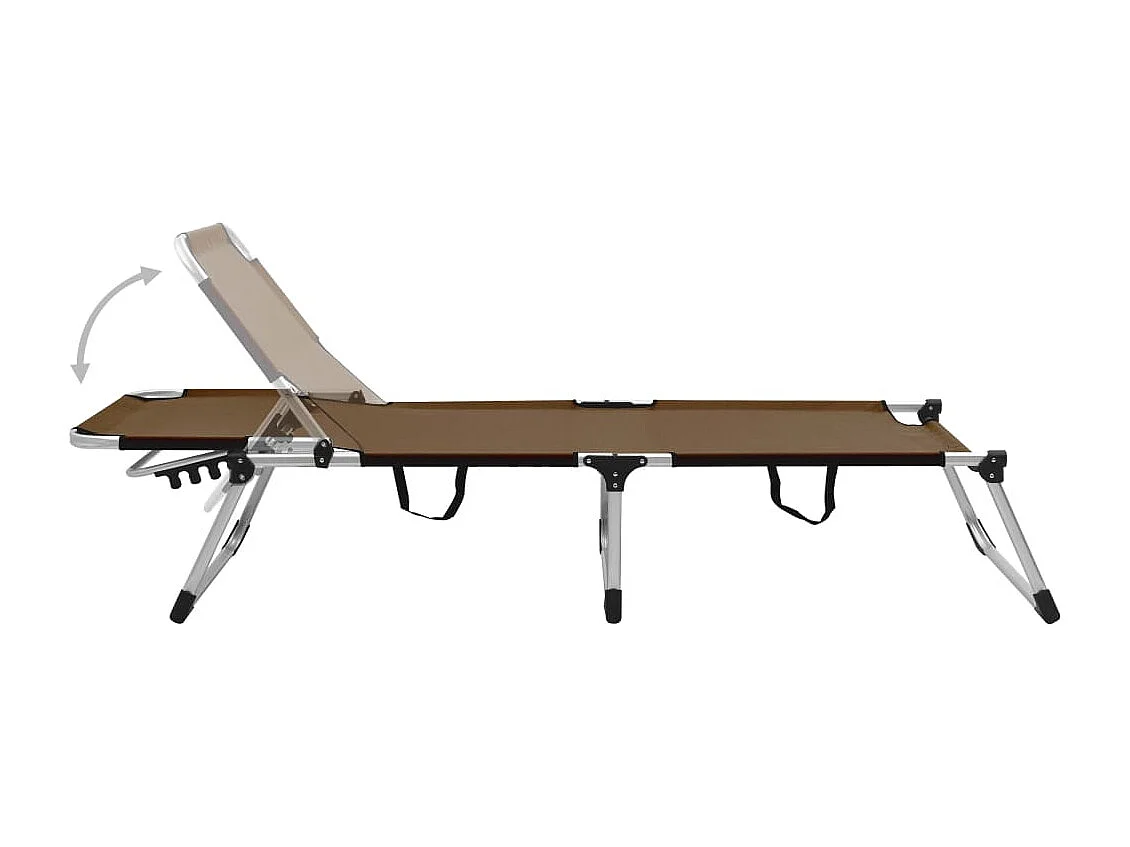 Chaise longue pliable extra haute pour seniors Marron Aluminium