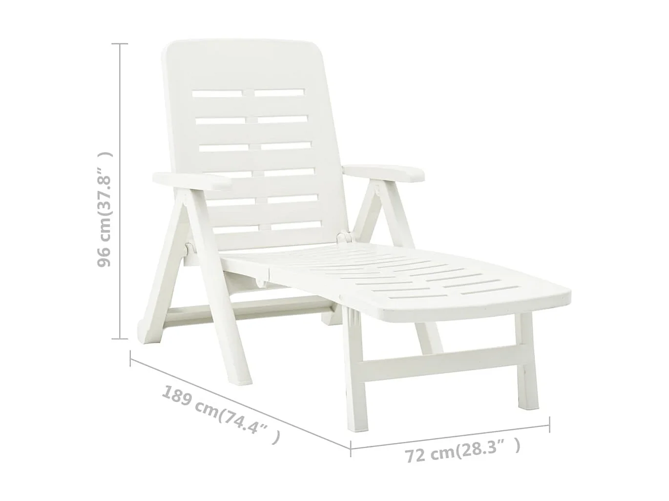 Chaise longue pliable Plastique Blanc