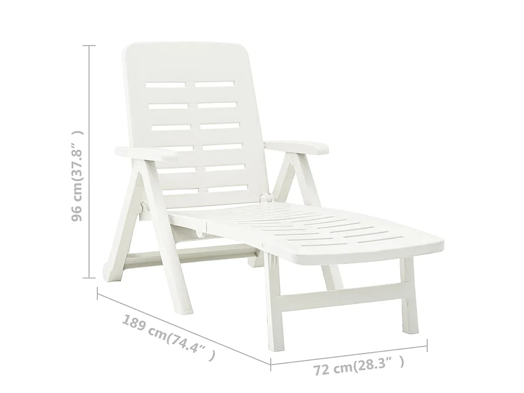 Chaise longue pliable Plastique Blanc