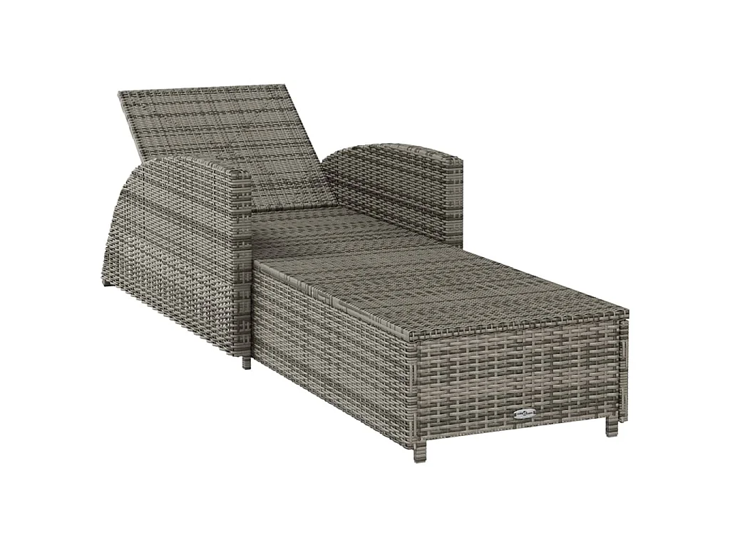 Lettino Prendisole con Cuscino Grigio Scuro Polyrattan Grigio