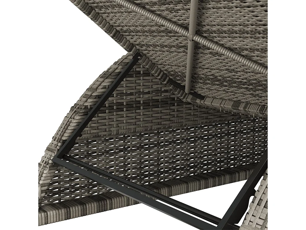 Lettino Prendisole con Cuscino Grigio Scuro Polyrattan Grigio