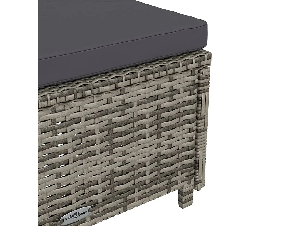 Lettino Prendisole con Cuscino Grigio Scuro Polyrattan Grigio