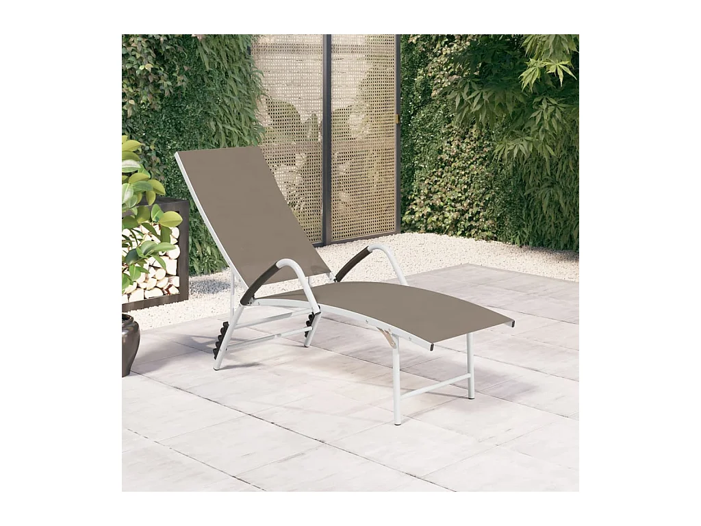 Chaise longue Textilène et aluminium Taupe