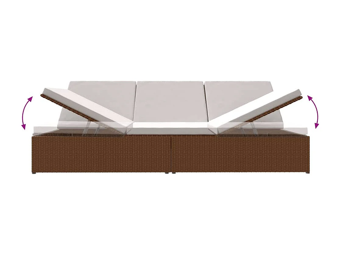 Transat convertible avec coussins Résine tressée Marron