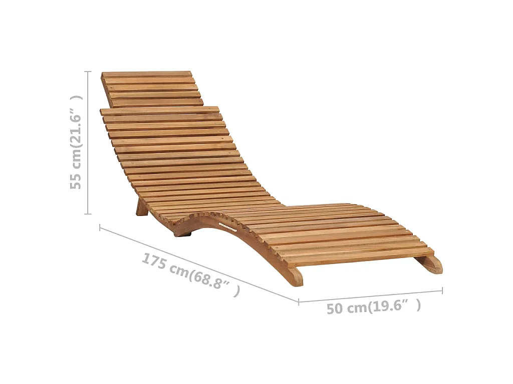 Chaise longue pliable avec table Bois de teck solide