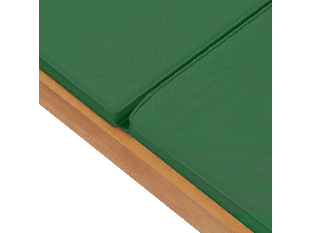 Lettino Prendisole con Cuscino in Massello di Teak Verde