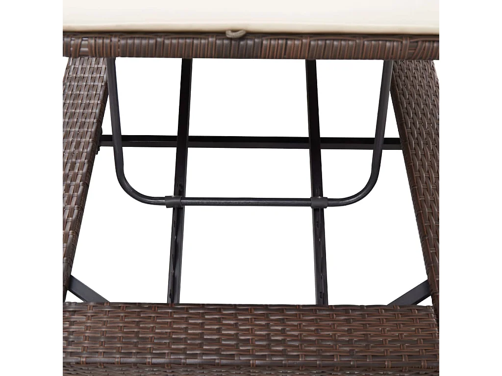 Sonnenliege mit Auflage Braun Poly Rattan