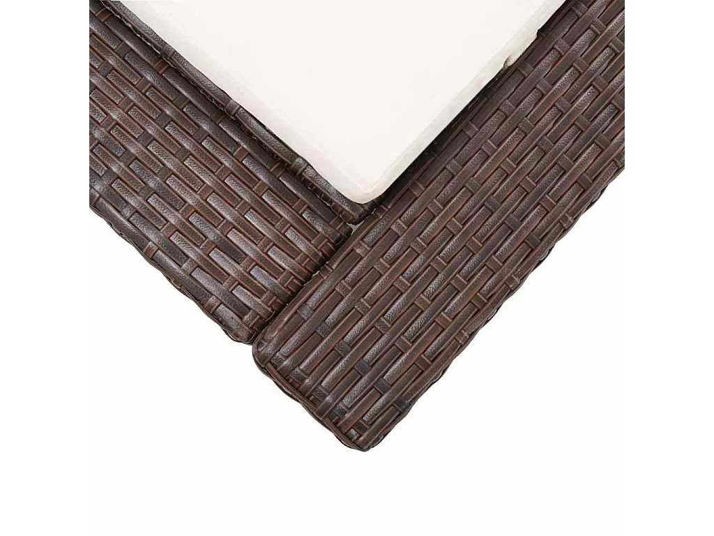 Lettino Prendisole con Cuscino Marrone in Polyrattan