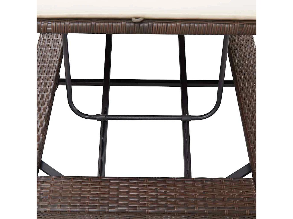 Lettino Prendisole con Cuscino Marrone in Polyrattan