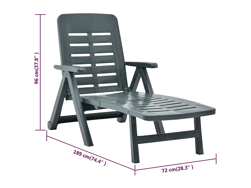 Chaise longue pliable Plastique Vert