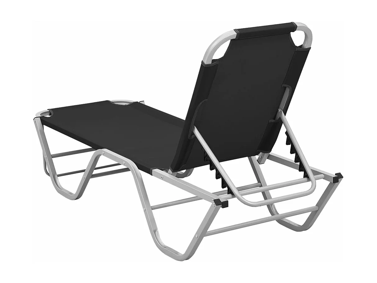 Chaise longue aluminium et textilène noir
