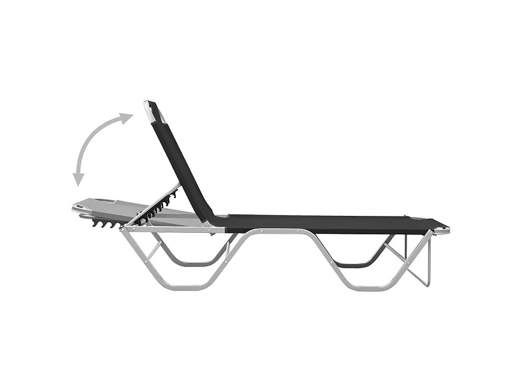 Chaise longue aluminium et textilène noir
