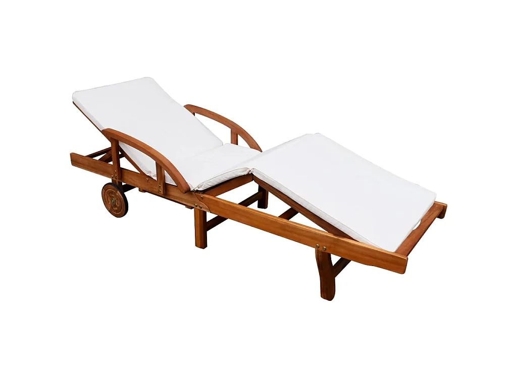 Chaise longue avec coussin Bois d'acacia solide
