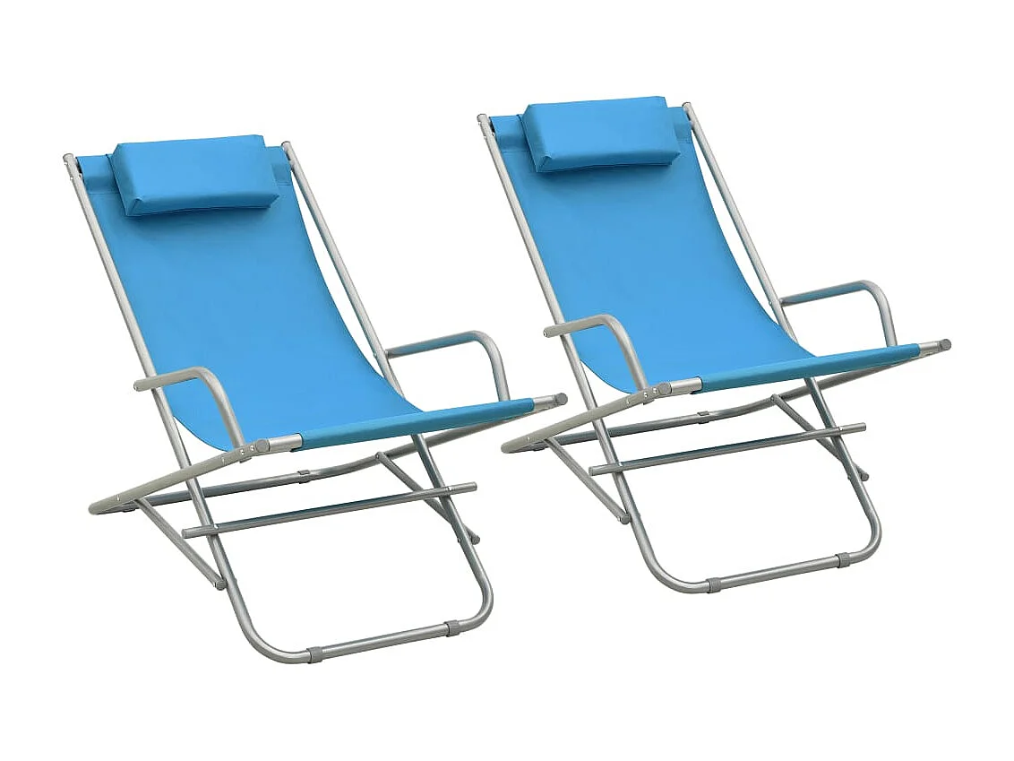 Chaises à bascule lot de 2 Acier Bleu