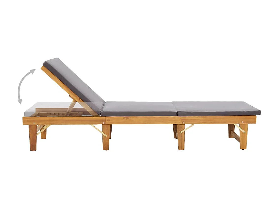 Chaise longue pliante avec coussin Bois d'acacia solide