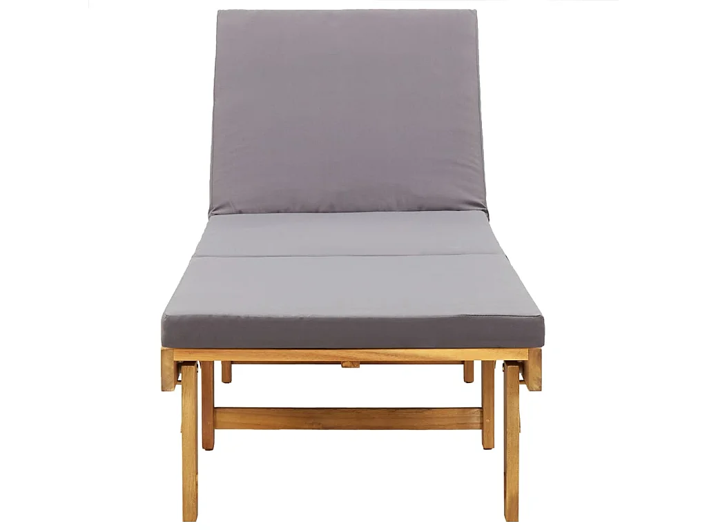 Chaise longue pliante avec coussin Bois d'acacia solide