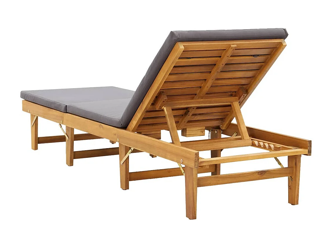 Chaise longue pliante avec coussin Bois d'acacia solide