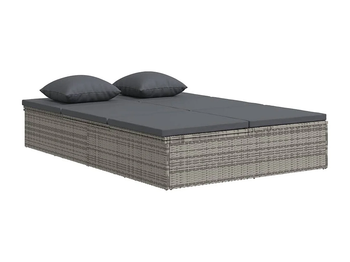 Transat convertible avec coussin Résine tressée Gris foncé