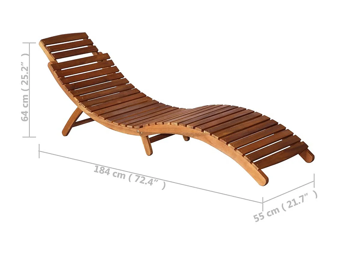 Chaise longue avec table à thé 3 pcs Bois d'acacia massif