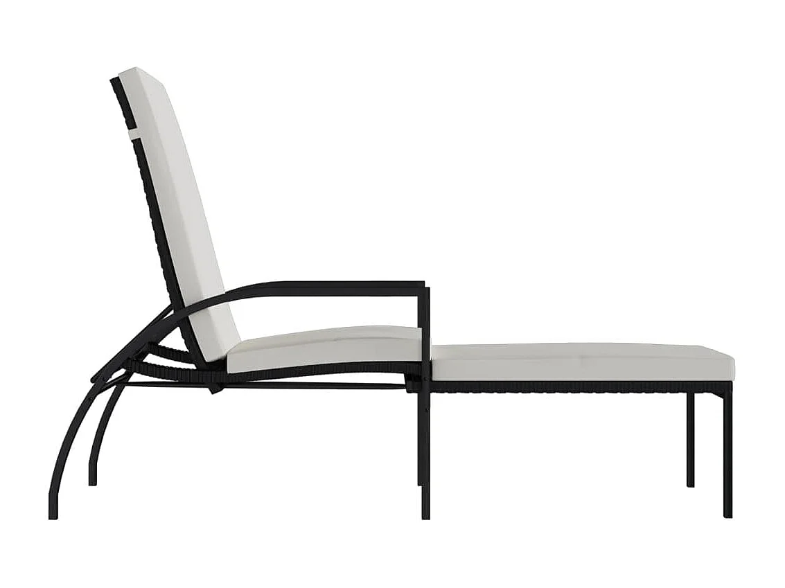 Chaises longues avec repose-pied 2 pcs Résine tressée Noir