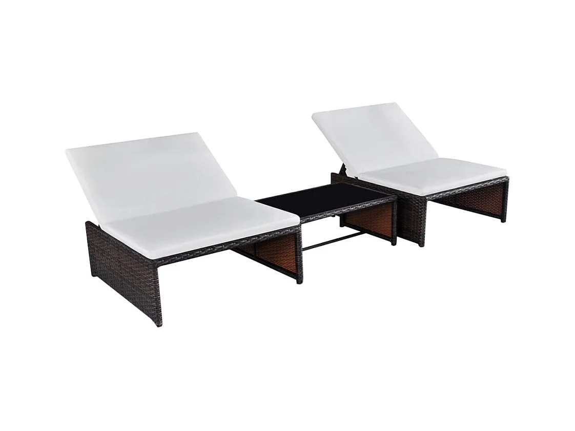 Sedie da Giardino Reclinabili 2 pz con Tavolo Polyrattan