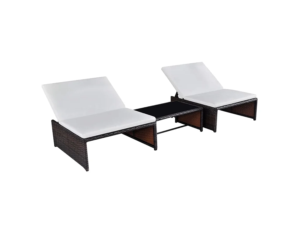 Chaises de jardin inclinables lot de 2 et table résine tressée