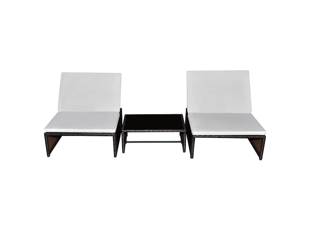 Chaises de jardin inclinables lot de 2 et table résine tressée
