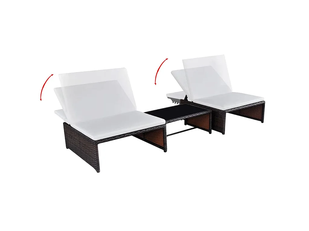 Outdoor-Lehnstühle 2 Stk. mit Tisch Braun Poly Rattan