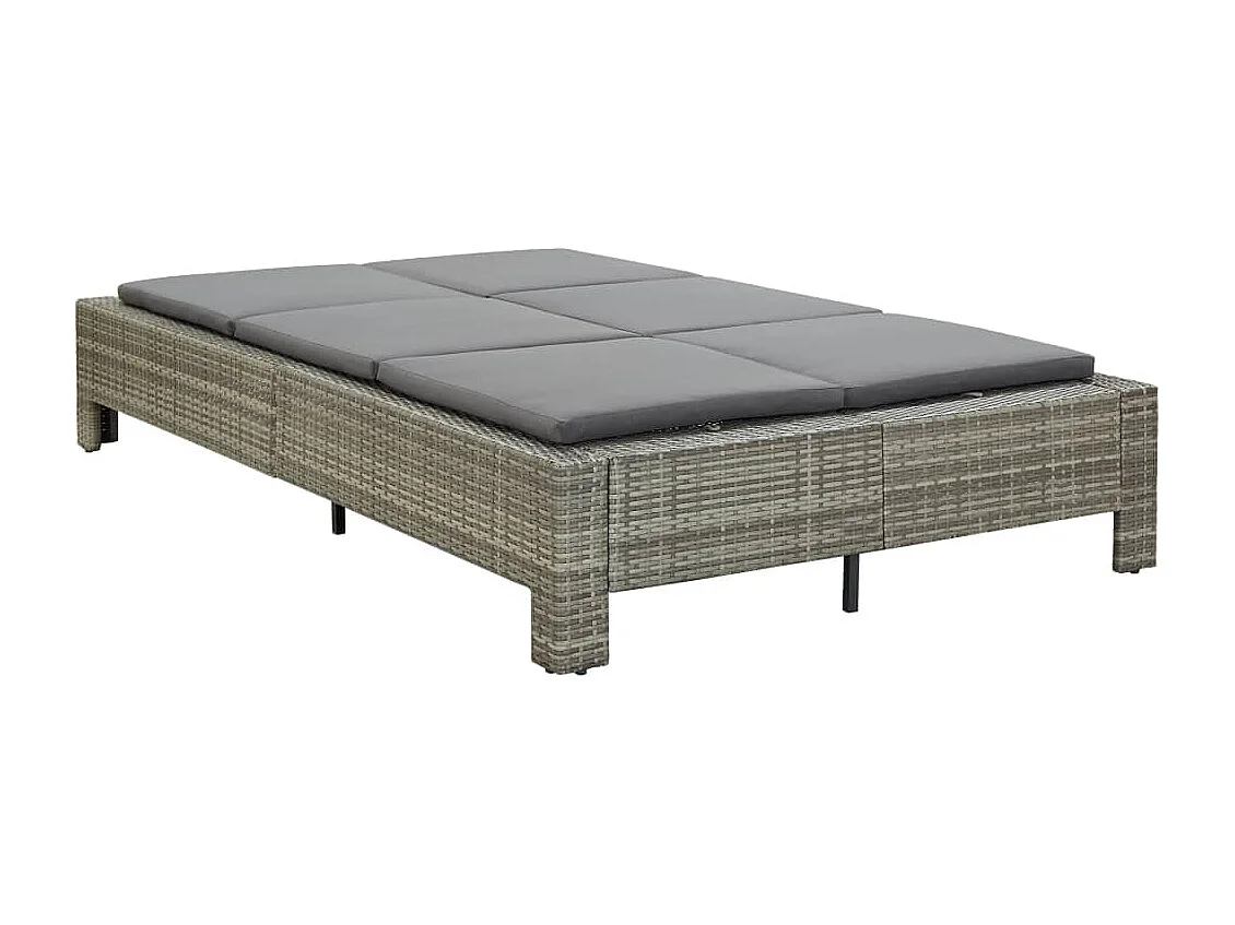 Tumbona para 2 personas con cojín ratán sintético gris