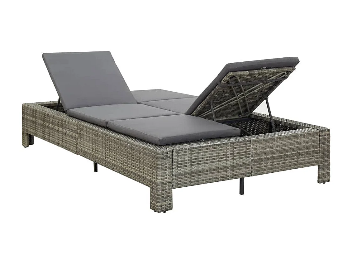Tumbona para 2 personas con cojín ratán sintético gris