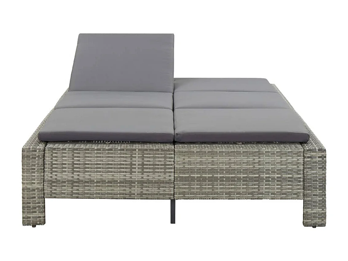 Tumbona para 2 personas con cojín ratán sintético gris