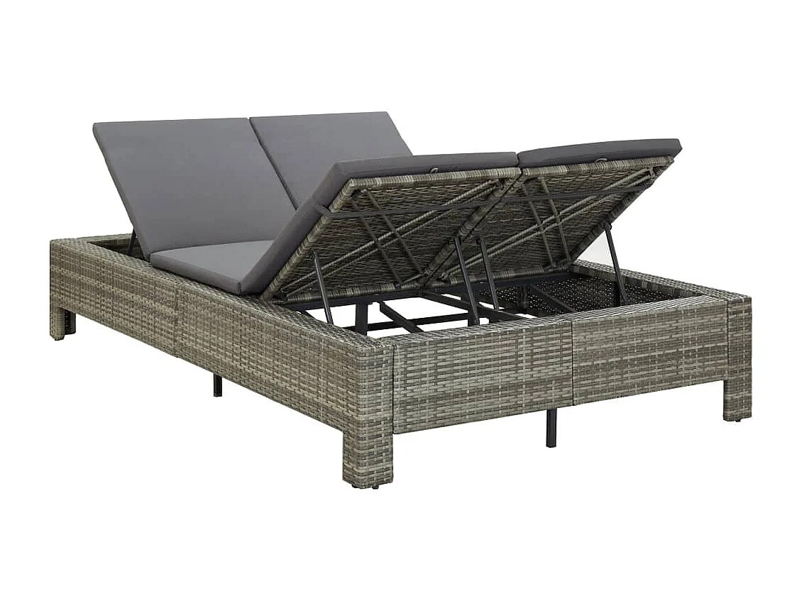 Transat à 2 places avec coussin Gris Résine tressée