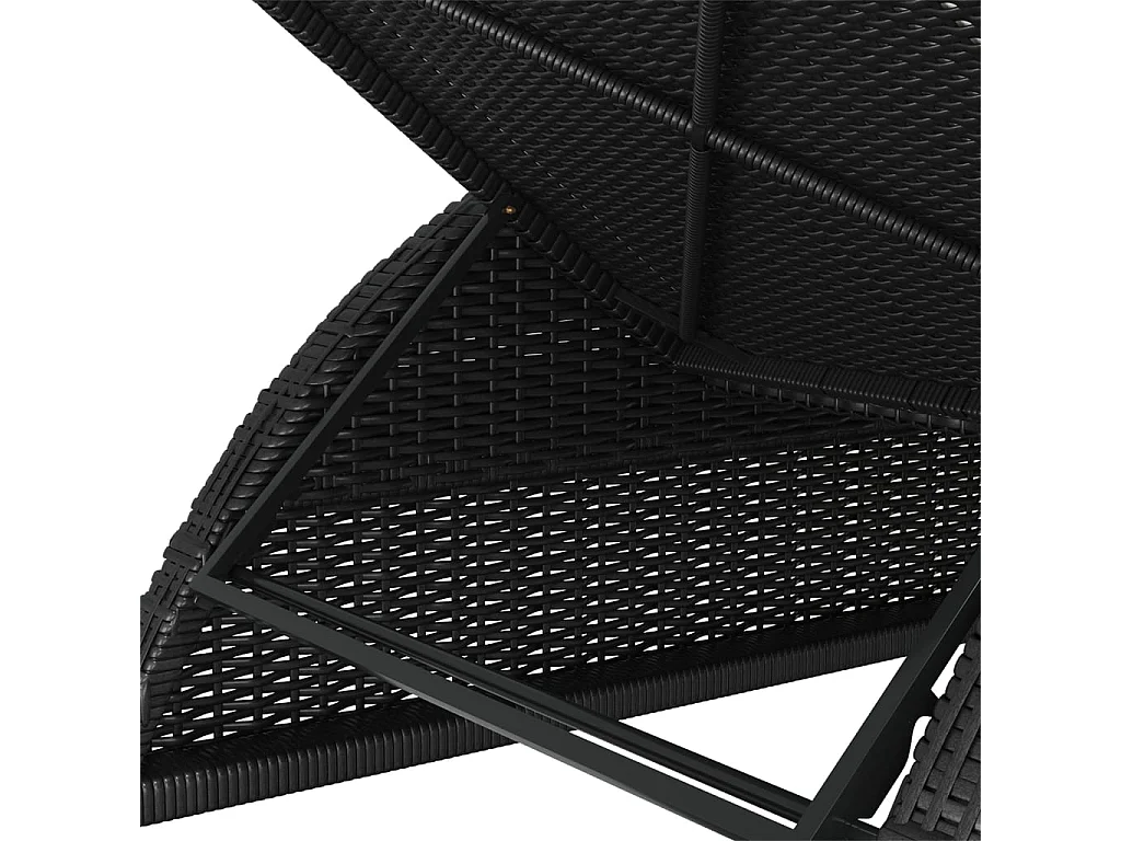 Chaise longue avec coussin blanc crème Résine tressée Noir