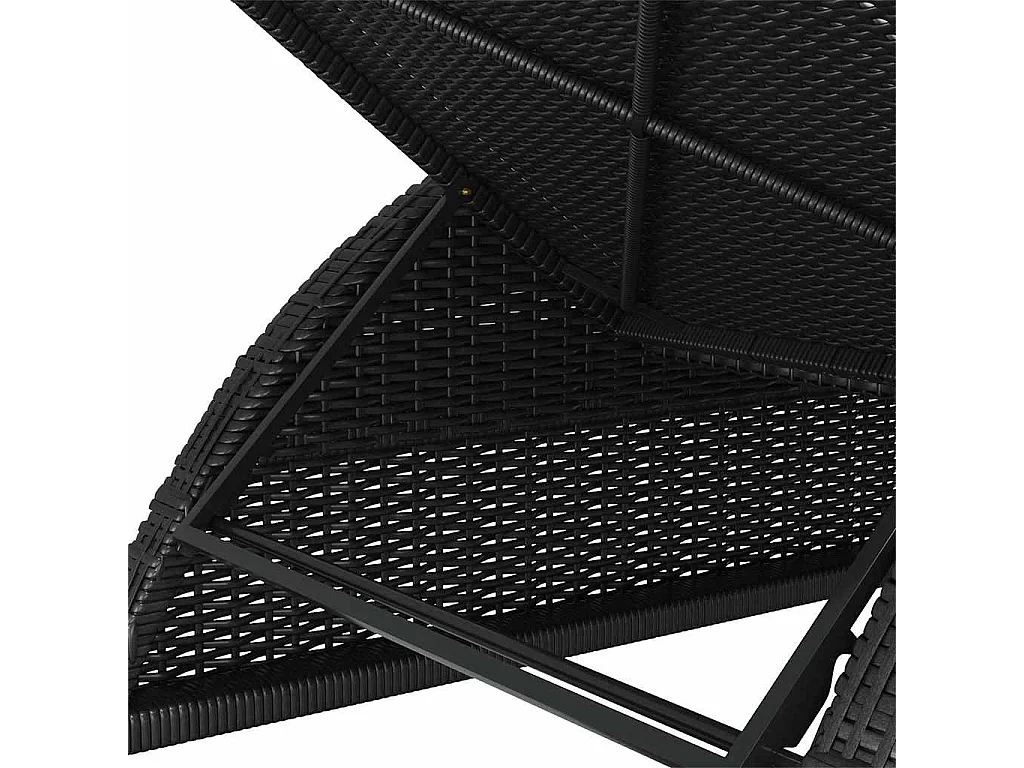 Lettino Prendisole con Cuscino Bianco Crema in Polyrattan Nero
