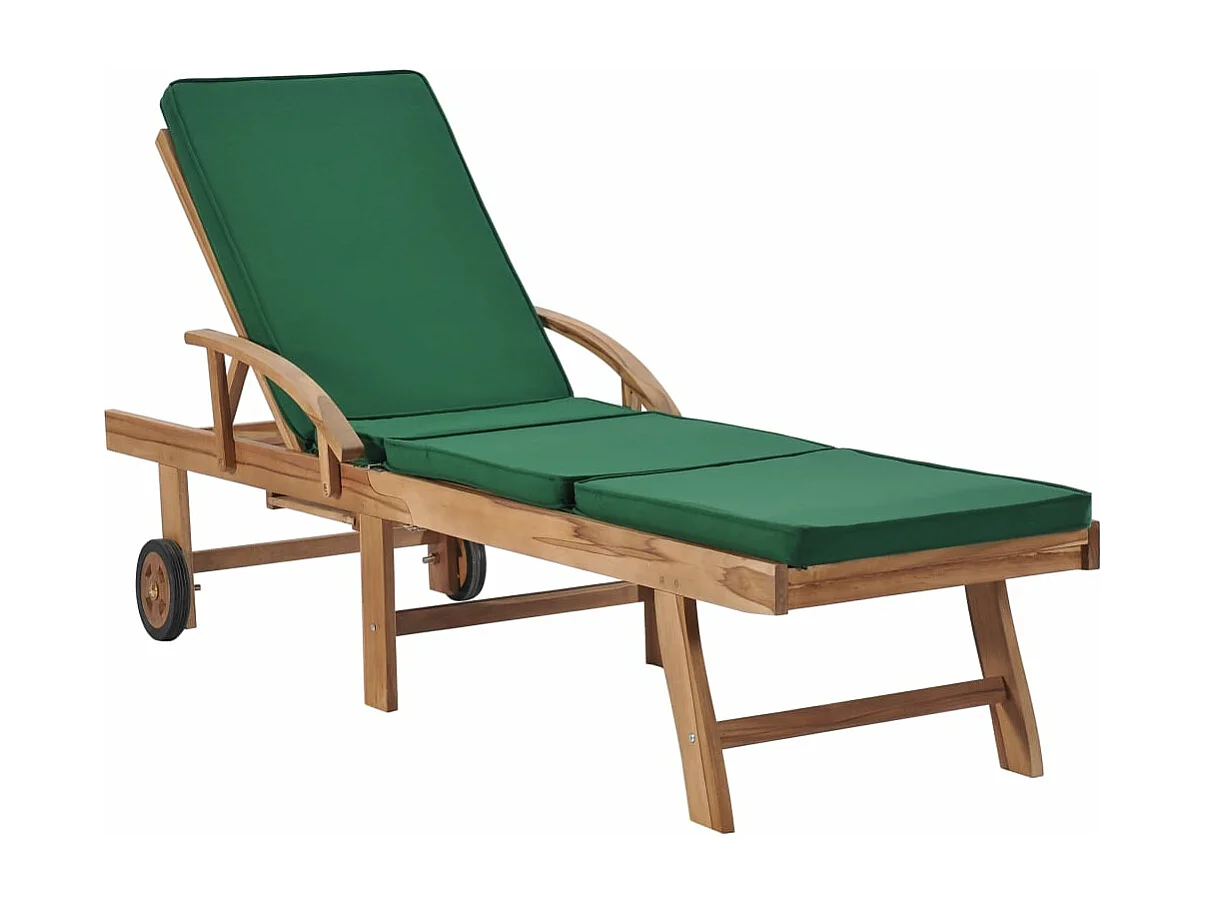 Espreguiçadeiras c/ almofadões 2 pcs madeira teca maciça verde