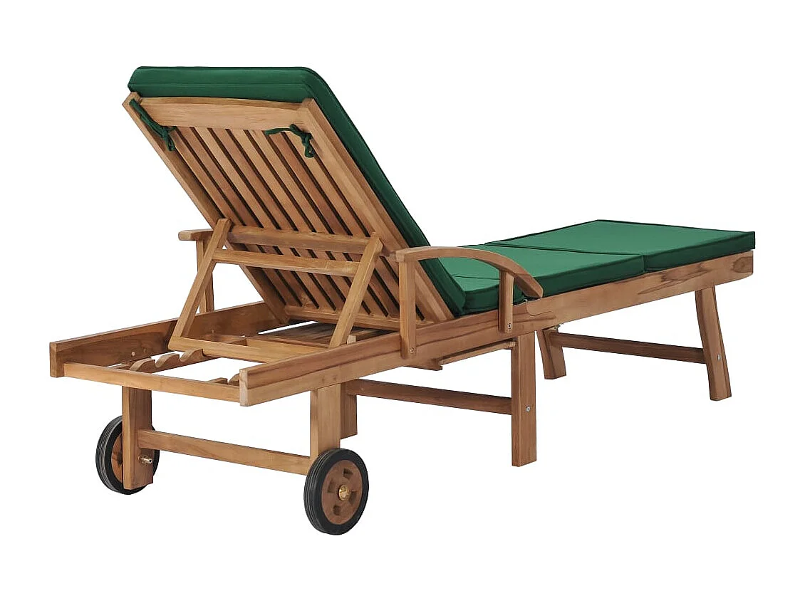 Espreguiçadeiras c/ almofadões 2 pcs madeira teca maciça verde