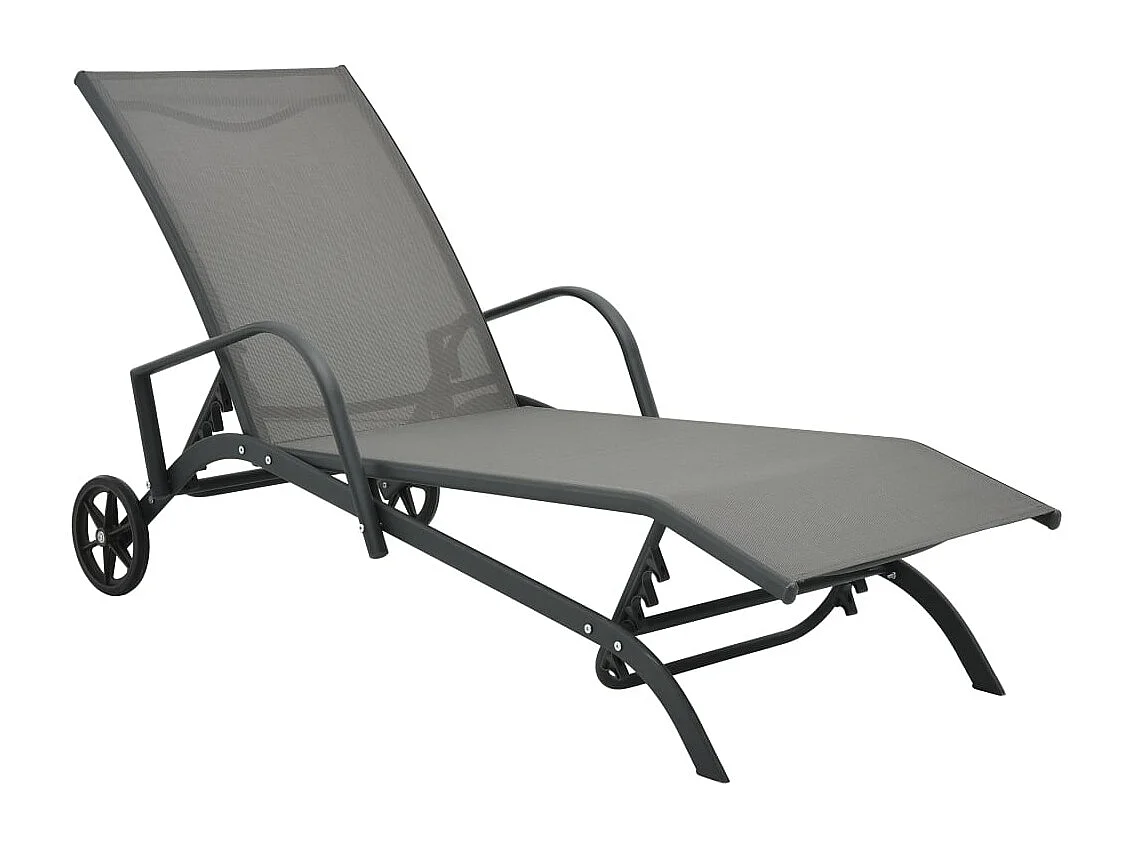 Chaises longues lot de 2 avec table Textilène et acier