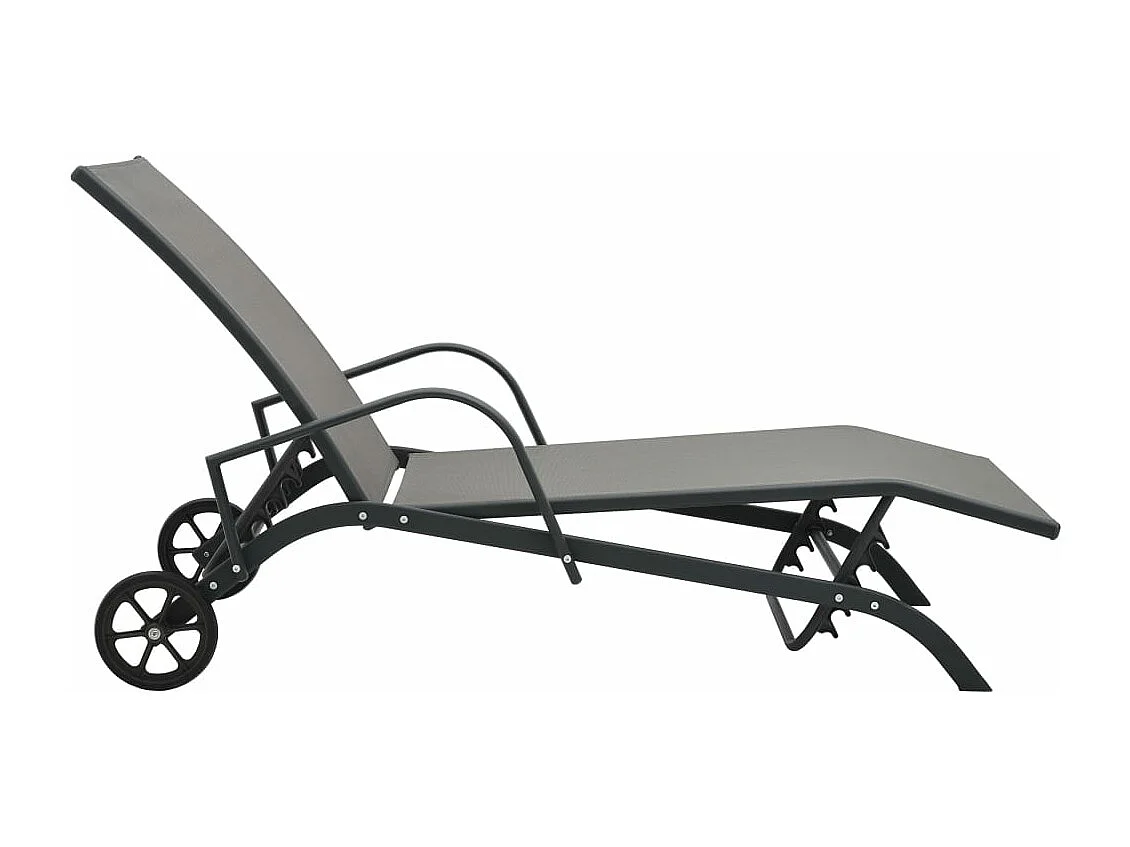 Chaises longues lot de 2 avec table Textilène et acier