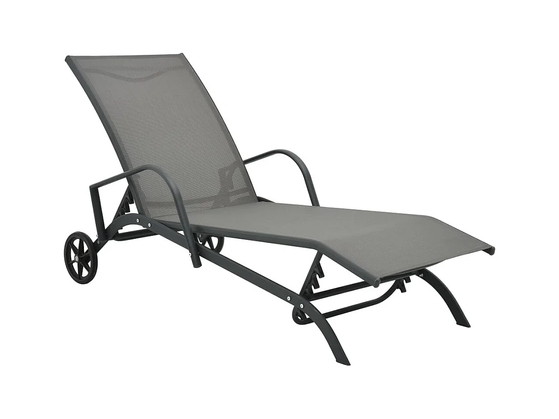 Sonnenliegen 2 Stk. mit Tisch Textilene und Stahl