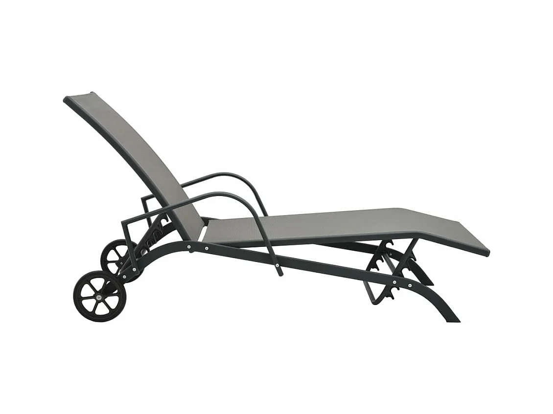 Sonnenliegen 2 Stk. mit Tisch Textilene und Stahl